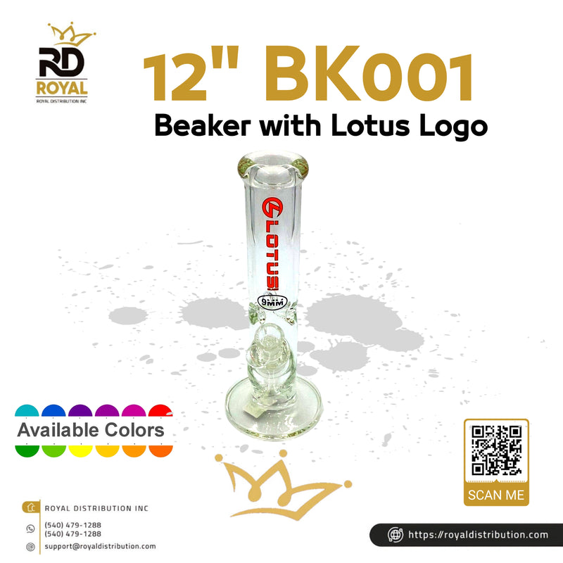 12" BK001 Beaker with Lotus Logo