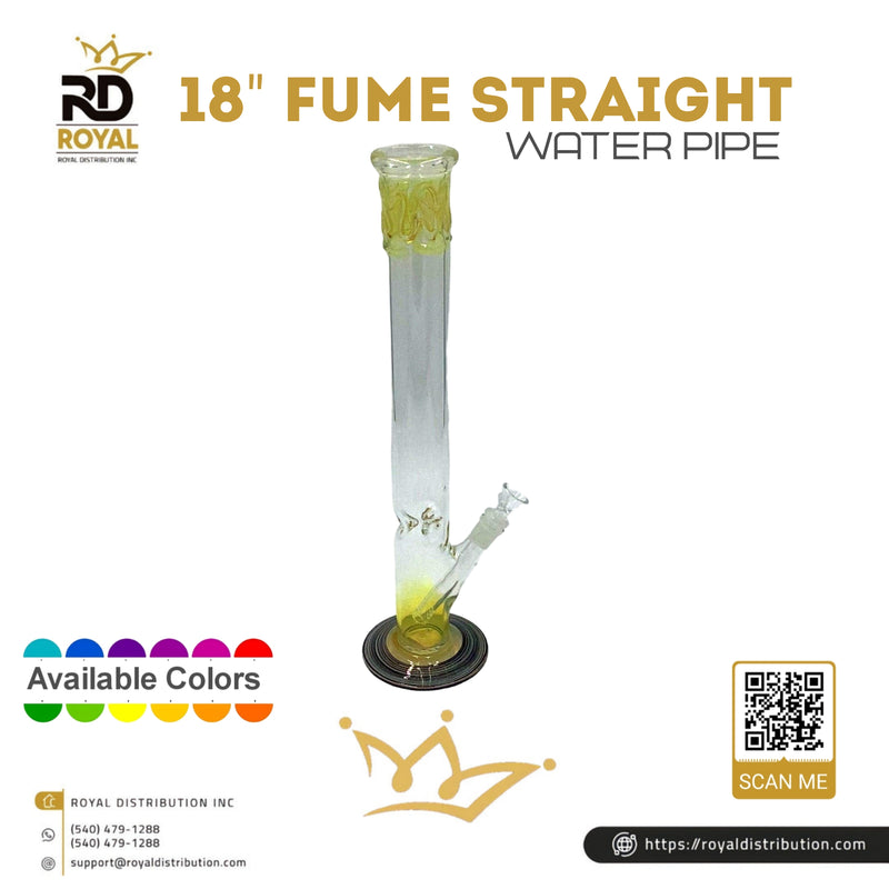 18" Fume Straight Water Pipe