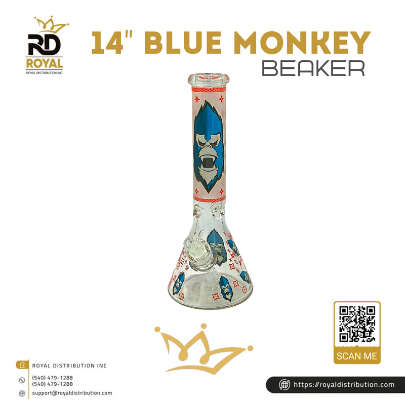 14" Blue Monkey Beaker