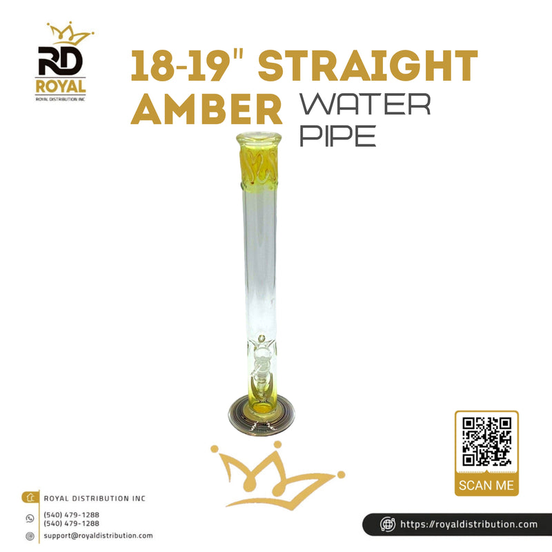 18-19" Straight Amber Water Pipe