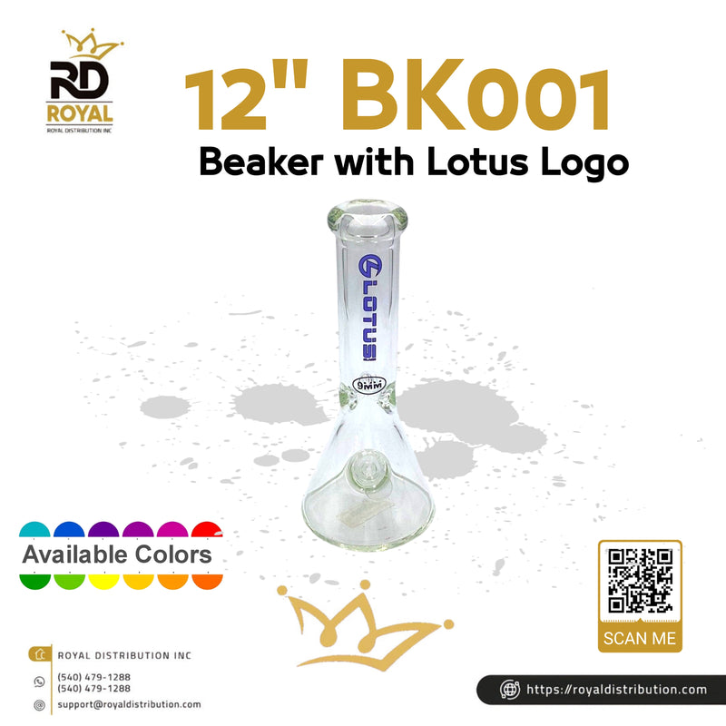 12" BK001 Beaker with Lotus Logo