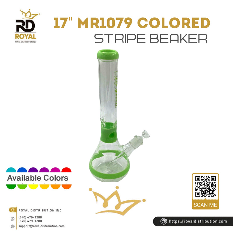 17" MR1079 Colored Stripe Beaker