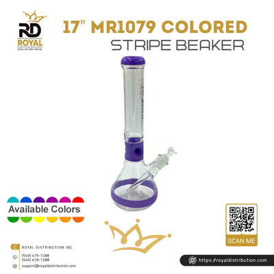 17" MR1079 Colored Stripe Beaker