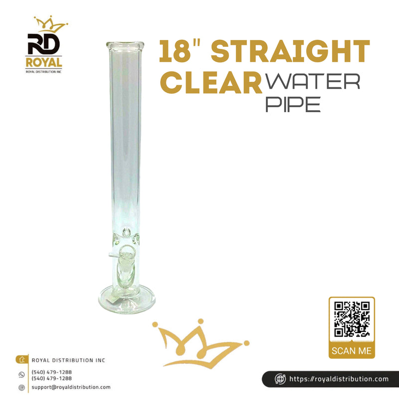 18" Straight Clear Water Pipe