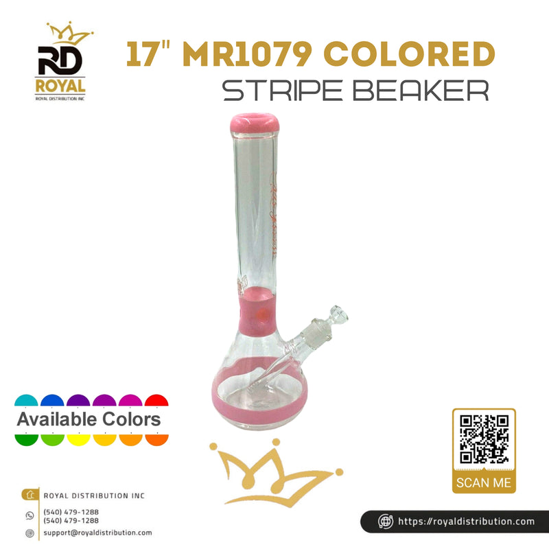 17" MR1079 Colored Stripe Beaker